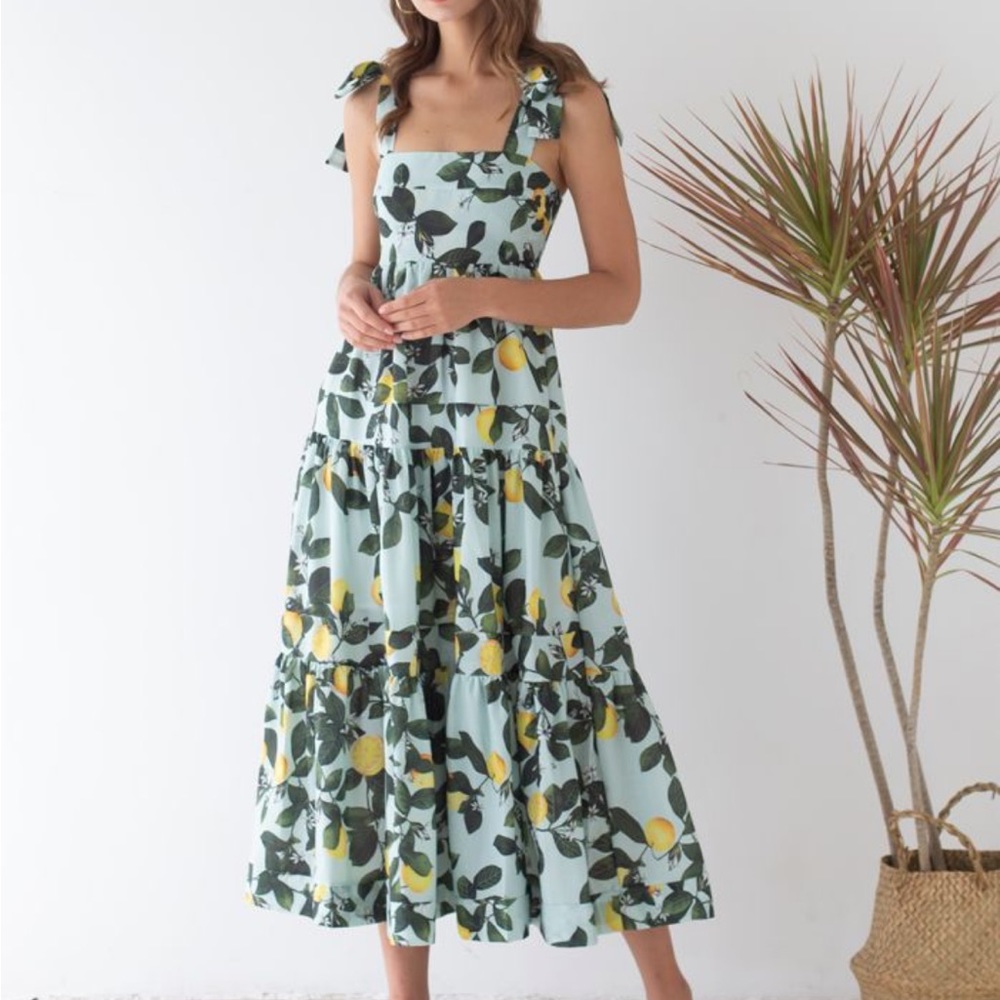 NWT Minty Lemon Printed Tie Strap Dress